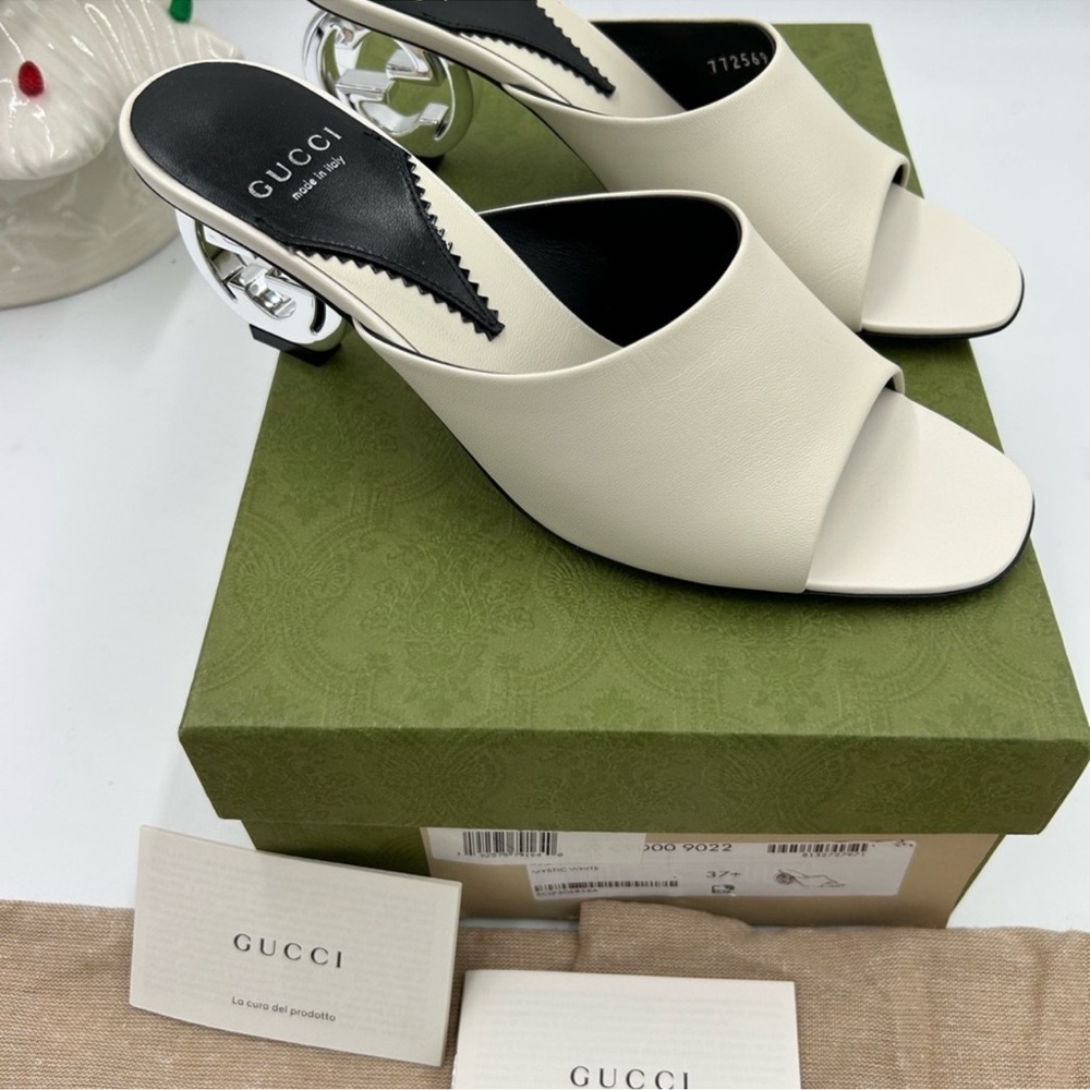 Women’s Gucci interlocking G leather sandal size 37.5 made in Italy - Picture 2 of 10